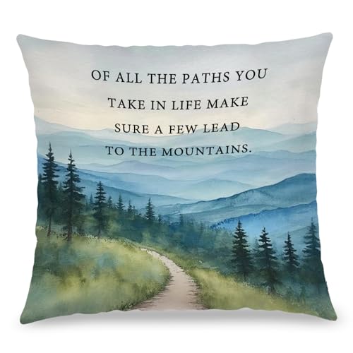 Watercolour Mountain Throw Pillow Cover 18x18, Soft Flannelette Nature Decor