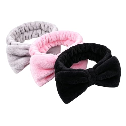 AINIFU Fluffy Spa Headband Bow Set for Skincare and Washing Face