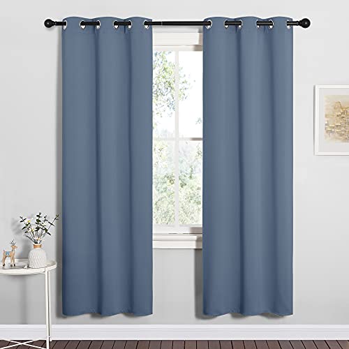 NICETOWN Stone Blue Blackout Curtains - 34" x 72" Thermal Insulated Drapes