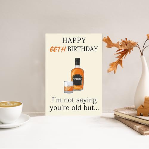 Funny 66th Birthday Card - Whiskey Themed 66 Year Old Gift for Him Her