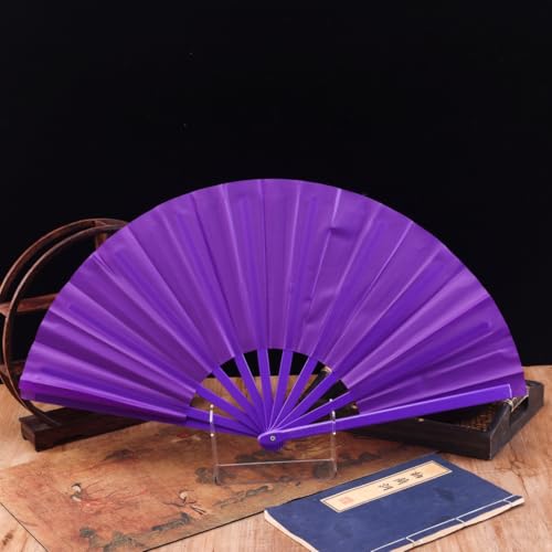 13-Inch Purple Folding Rave Fan - Clacking Hand Fan for Dancing