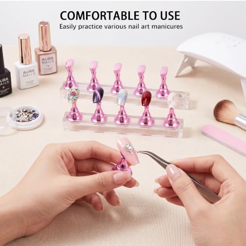 BAGTeck Magnetic Press On Nail Holder and Stand Kit for Nail Art Painting