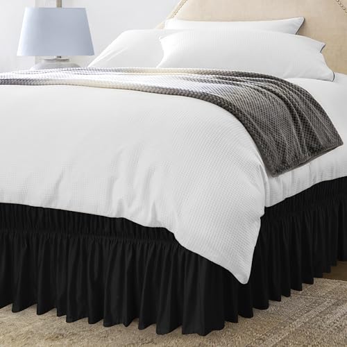 Queen Bed Skirt with Adjustable Elastic Belt – 16 Inch Drop