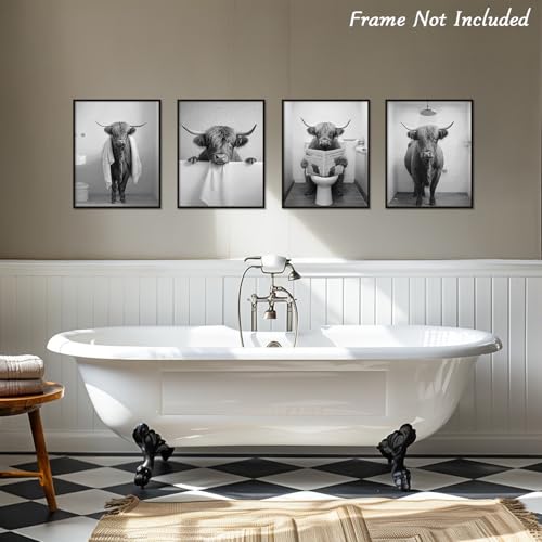 Funny Highland Cow Canvas Print - 8x10 Unframed Wall Art