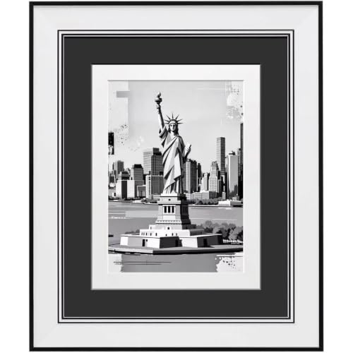 8x10 Picture Frame Black, Dual Mat for 5x7 or 6x8 Photos, Wall & Tabletop