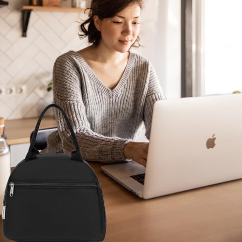 GYEUKHAM Insulated Lunch Bag for Women & Kids - Black, Large Capacity Tote
