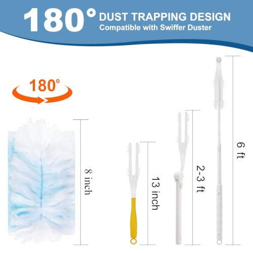 30 Disposable Microfiber Duster Refills with Handle for Home Cleaning