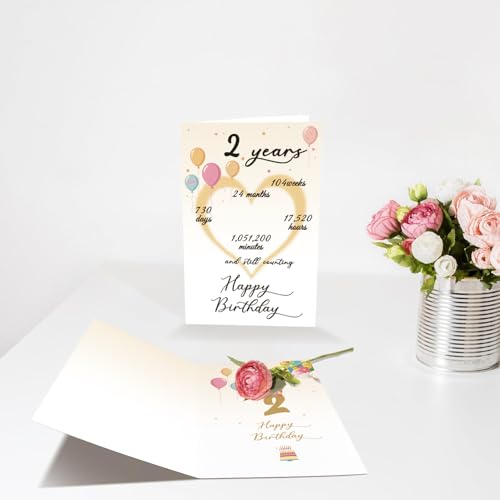 Colorful 2nd Birthday Card for Boys & Girls with Envelope