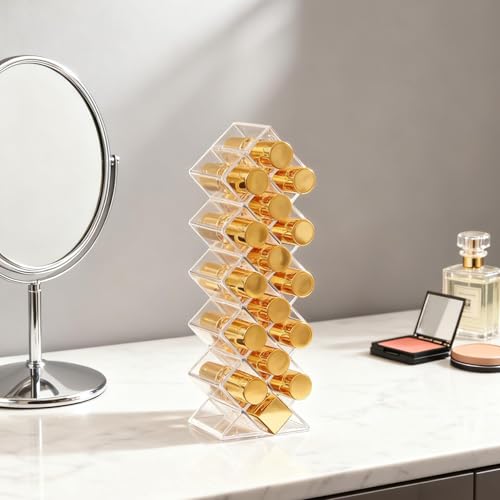 JIABUUN 16-Space Clear Acrylic Fish-Shaped Lipstick Organizer Holder