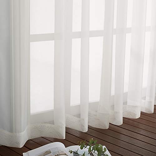NICETOWN 72-Inch Sheer Grommet Window Curtains - Beige, 2 Panels