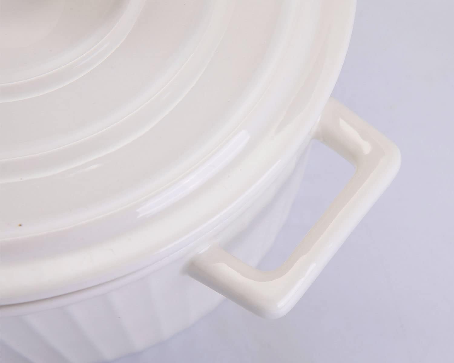 WHJY Ceramic Casserole Dish - White Colorful Design with Lid | 1 Quart Bakeware Oven Pan