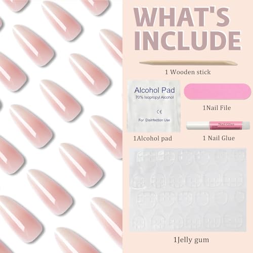 Pink Ombre Cat Eye Press on Nails - Medium Almond False Nails with Glue