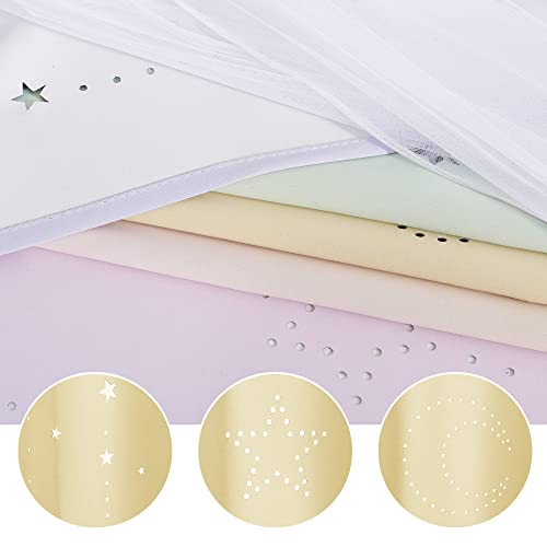 NICETOWN Nursery Blackout Curtains for Girls, 1 Panel, Moon Stars Kids Curtains Double Layer Window Drapes Coverings for Bedroom Living Room, 52 x 84 Inch, Rainbow