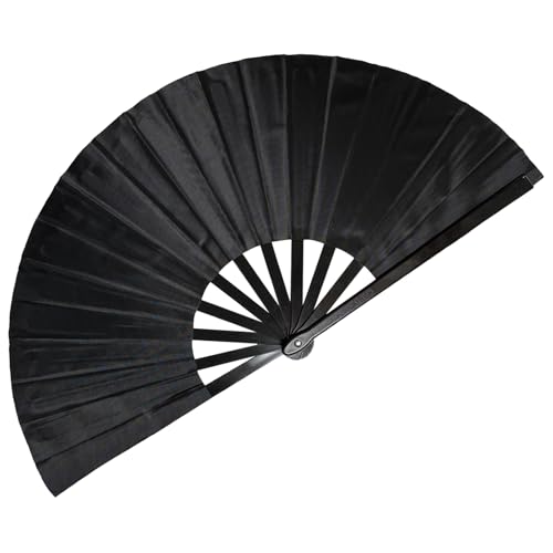 13-Inch Folding Clacking Hand Fan for Raves & Dancing - Black