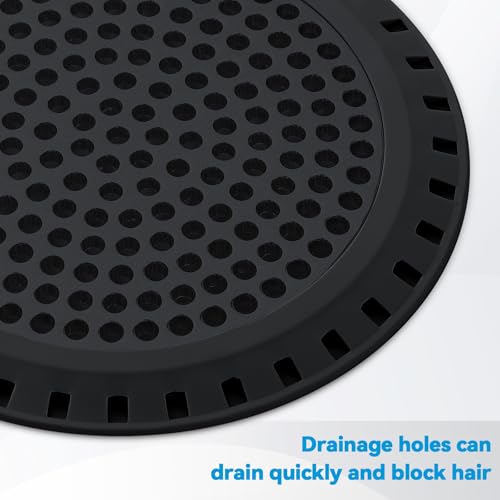 Aluvor Shower Drain Hair Catcher - Weighted Metal Strainer, Matte Black