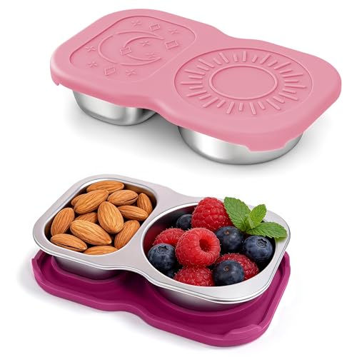 QCQHDU 2-Pack Stainless Steel Snack Containers - Leak-Proof and Portable