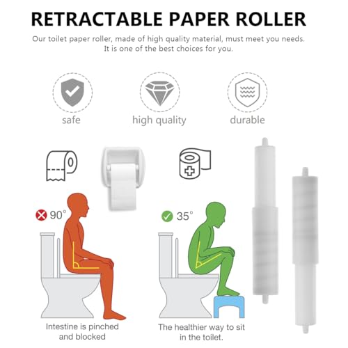 Universal Plastic Toilet Paper Holder Roller Replacement, Spring Loaded Rod
