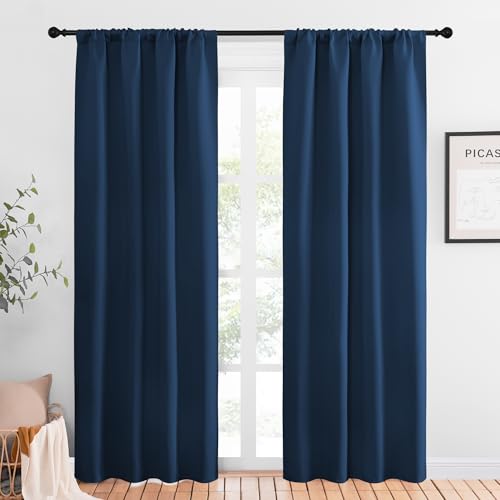 NICETOWN Moroccan Blue Blackout Curtains, 42" x 84" (Pack of 2)