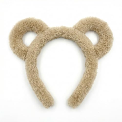 Furry Plush Bear Ears Headband 2pcs - Cozy Skincare & Makeup Hair Band