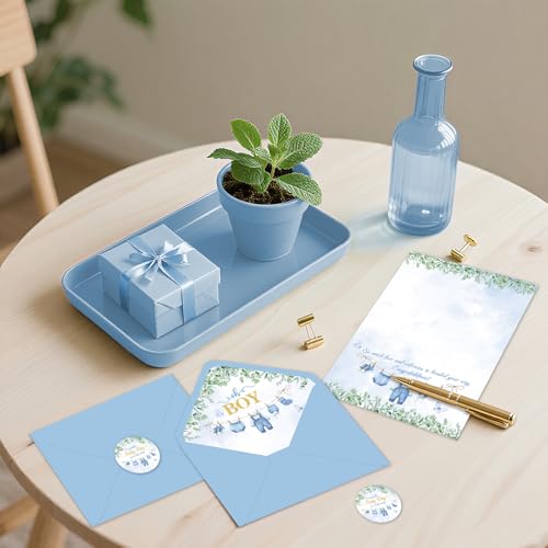 Blue Baby Shower Card for Boy with Envelope & Sticker - 5x7 Inch