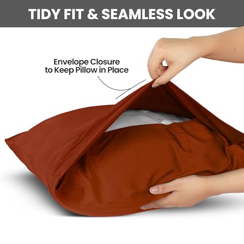 Queen Size Pillow Cases Set of 2 - Ultra Soft Microfiber Orange Covers