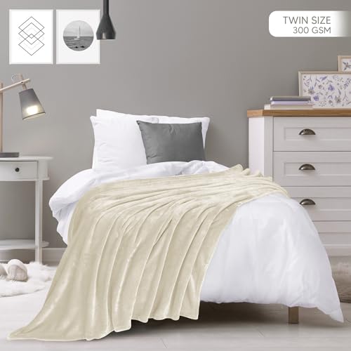 Utopia Bedding Ultra Soft Fleece Blanket - Twin Size (60x80), Linen
