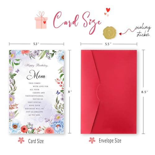 Mom Birthday Card - Eco-Friendly, Quick-Dry Design, 8x5.3 Inches