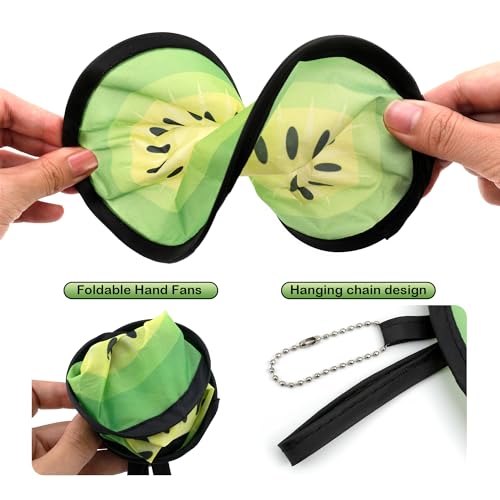 Quacc 3 PCS Round Folding Hand Fans - Fruit Style Designs