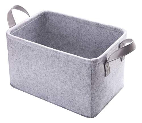 Minoisome Collapsible Felt Storage Basket with Handles - Light Grey
