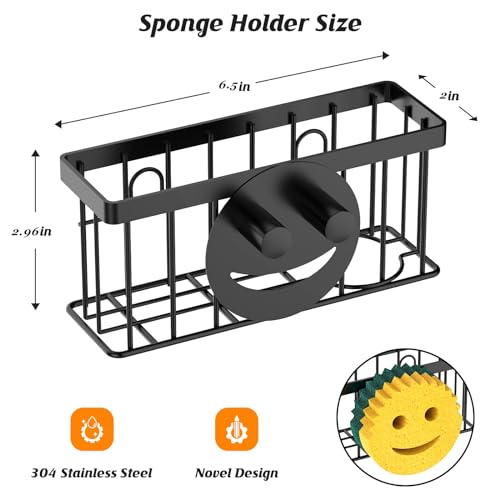 MURLONG Smiley Face Sponge Holder - 3-in-1 Sink Organizer