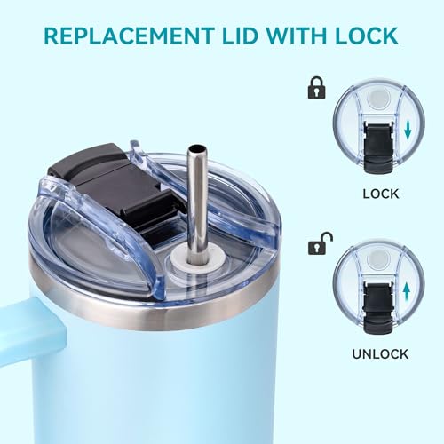 40 OZ Replacement Lid for STANLEY Quencher H2.0 Tumbler ONLY,Spill Proof Tumbler Covers Lid with Lock for Stanley Cup Accessories