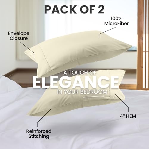 Ultra Soft Microfiber Pillow Cases Set of 12 - Ivory, 20x26 inches