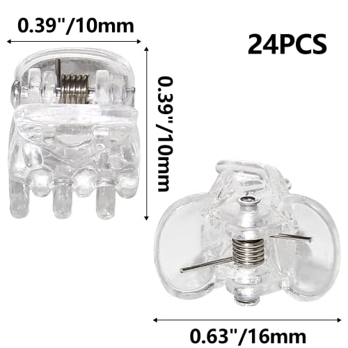 BokWin Mini Clear Claw Hair Clips 10mm Small Plastic Hair Jaw Clips 24 Pcs