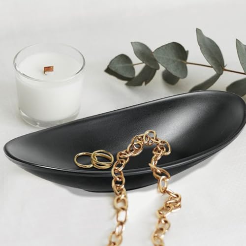 Elegant Black Jewelry Tray Organizer for Rings and Keys