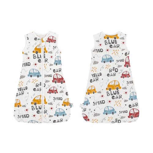 HOUSBAY Baby Wearable Blanket - Colorful Car Sleeping Sack 0.5 TOG for 3-9 Months