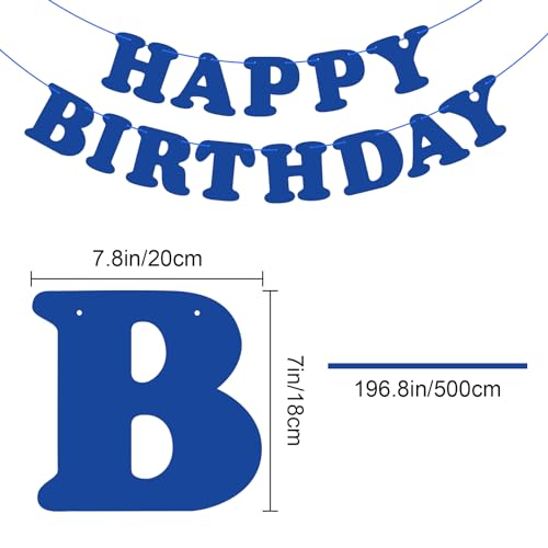 Navy Blue Happy Birthday Banner Sign for Kids and Adults Party Decorations