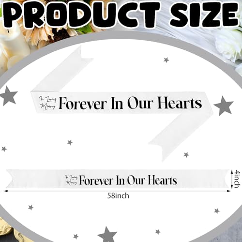 Funeral Sash Ribbon - Forever in Our Hearts - 58x4" White Memorial Wreath