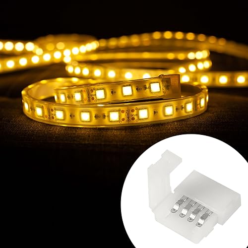 10mm 4-Pin LED Strip Connectors for RGB 5050 Light Strips - 12 Pack