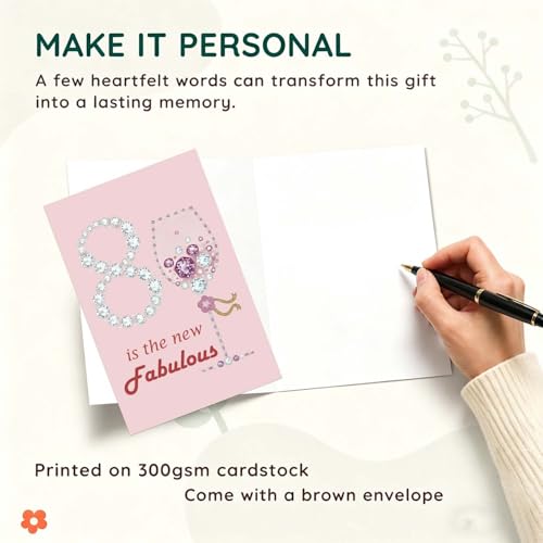 Elegant 80th Birthday Card for Her with Wine Glass Theme