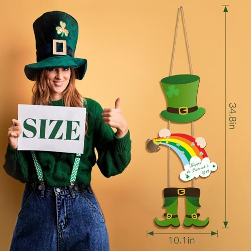 St. Patrick's Day Leprechaun Wooden Door Sign - 34.7 x 8.7 in