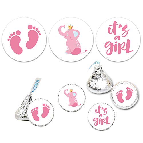 It's a Girl Pink Chocolate Drop Label Stickers - 180 Pack for Baby Shower Favors