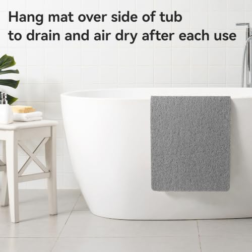Asvin Non-Slip Loofah Shower Mat, Quick-Dry PVC Bath Mat, 24x16 Inch, Grey