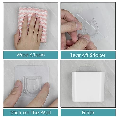 Wall Mounted Toothbrush Holder with Cover - Self Adhesive Organizer