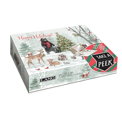 LANG Woodland Winter Pop-Up Christmas Cards (2005122) - 8 Festive Holiday Greeting Cards and Envelopes