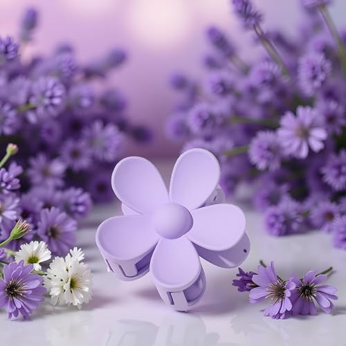 Purple Flower Hair Claw Clip Anti-Scratch Strong Hold Jaw