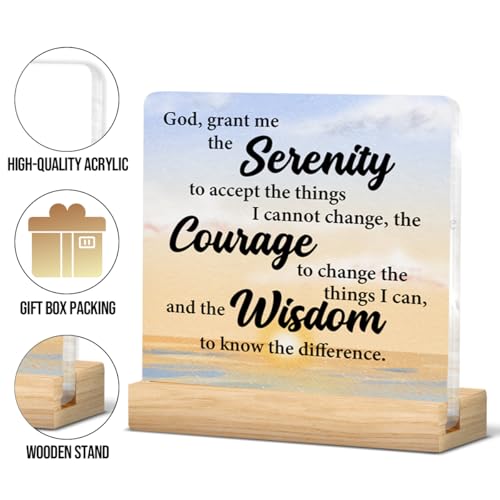 Serenity Prayer Acrylic Sign - Inspirational Office Desk Decor