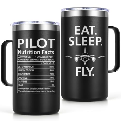 Pilot 20oz Insulated Coffee Mug Airplane Aviation Lover Gift - Black-1