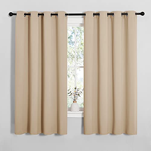 NICETOWN Beige Blackout Curtains, 55" x 57", 2 Panels - Thermal Insulated Grommet Drapes