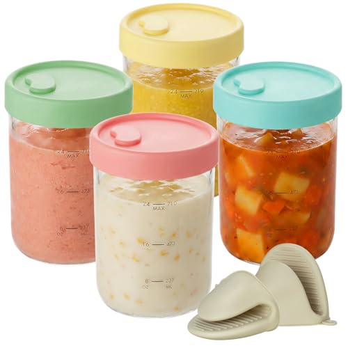 24oz Glass Soup Freezer Containers - 4-Pack with Vented Lids