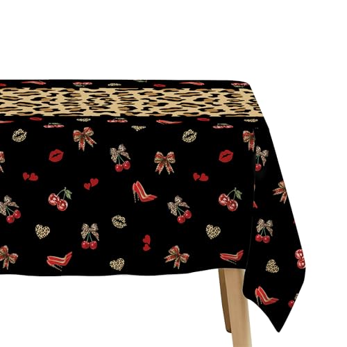 Cheetah Print Cherry Birthday Tablecloths - 3 Pack, 86x55in